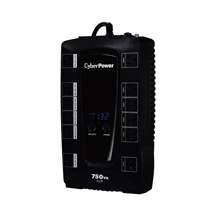 UPS de 750 VA/450 W, Topología Línea Interactiva, Entrada 120 Vca NEMA 5-15P, Tipo Gabinete Compacto, Con 12 Tomas NEMA 5-15R
