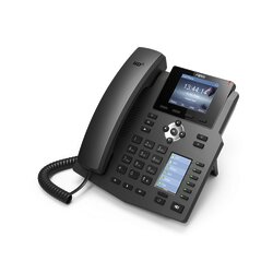 Teléfono IP empresarial para 4 Líneas SIP con 2 pantallas LCD, 6 teclas BLF/DSS, puertos Gigabit y conferencia de 3 vías, PoE