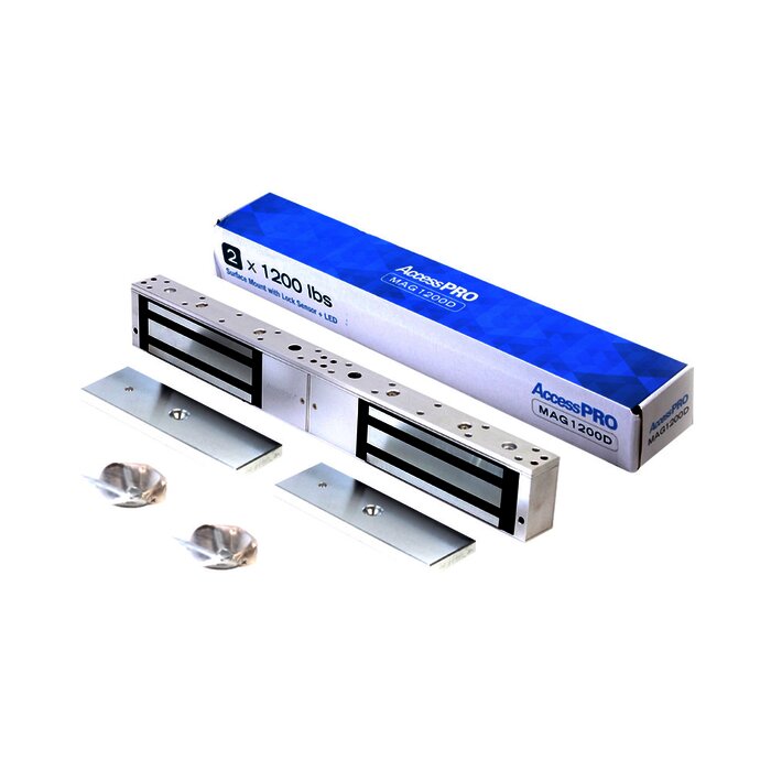 Chapa magnética de 1200 Lbs /Para Puertas Dobles/ Interior/ LED / Sensor Bloqueo