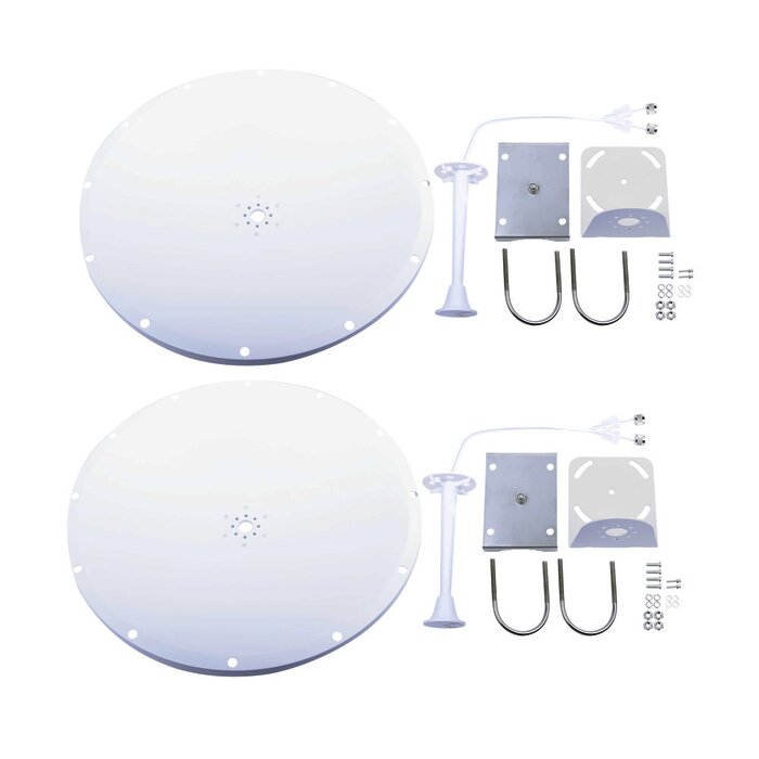 Kit de 2 Antenas Parabólicas de Frecuencia Extendida, 4.8 - 6.5 GHz, 28 dBi, Conectores N-Macho