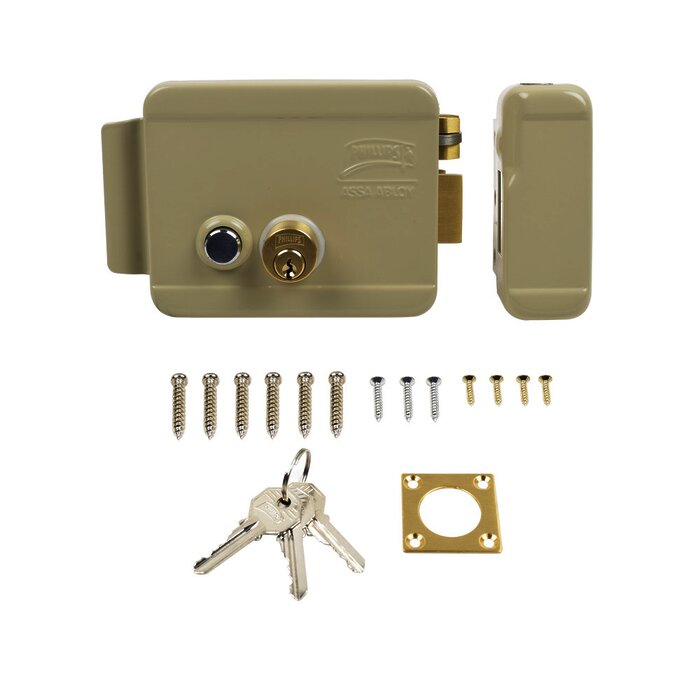 Cerradura Eléctrica / Incluye Llave / Derecha/ Con Botón integrado /Exterior