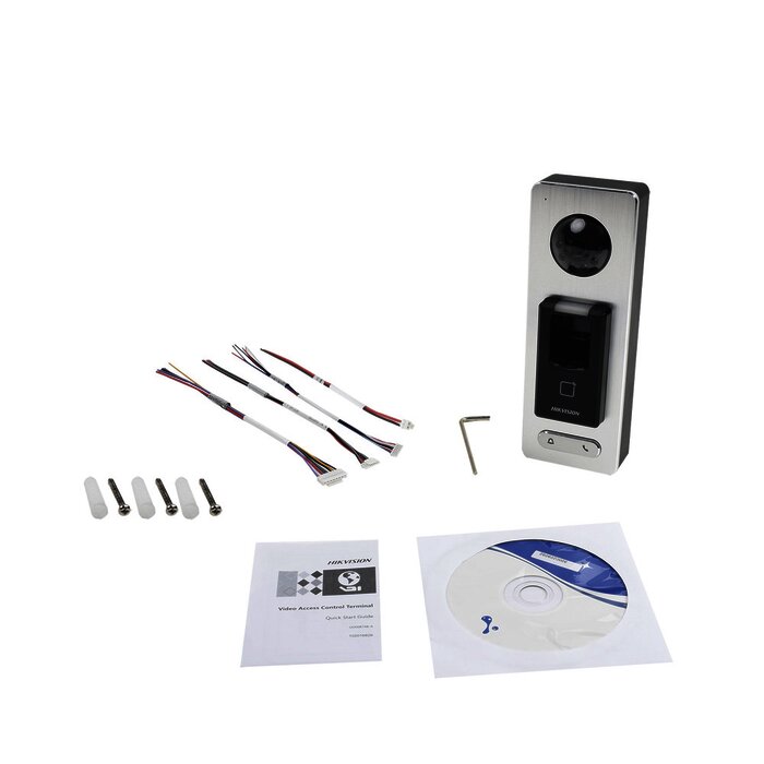 2 EN 1 / Lector Biométrico con Función de Videoportero Incluida/ Llamada a APP de Smartphone Hik-Connect P2P (No requiere monitor) / IP65 / Soporta Tarjetas - Huellas - Códigos QR / Cámara 2 MP Compatible con DVRs y NVRs