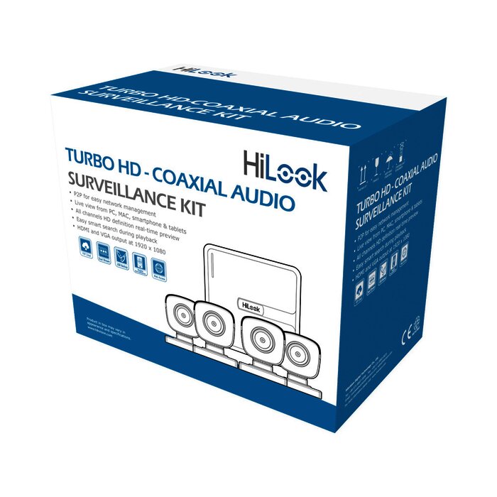 KIT TurboHD 1080p Lite / DVR 4 canales / 4 Cámaras Bala de Policarbonato con Micrófono Integrado