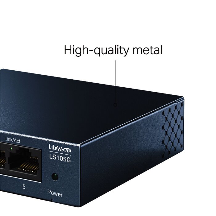 Switch de escritorio Gigabit de 5 puertos 10/100/1000Mbps, carcasa metálica