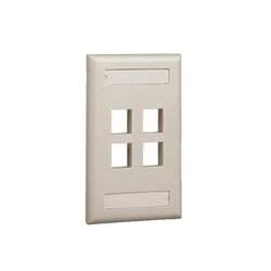 Placa de Pared Vertical, Salida Para 4 Puertos Keystone, Con Espacios Para Etiquetas, Color Banco Mate