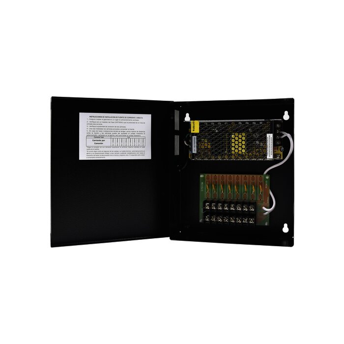 Fuente de poder profesional de CCTV de 12-13.2 Vdc @ 5 A, 8 cámaras, Voltaje de entrada: 100-240 Vca