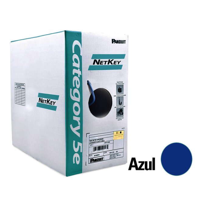 Bobina de Cable UTP de 305 m. de Cobre, NetKey, Azul, Categoría 5e (24 AWG), Riser (CMR), de 4 Pares