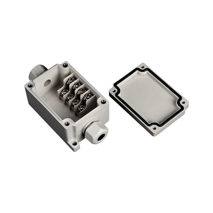 Caja de Conexión Exterior con Conexión Lateral para 4 Líneas (doble tornillo). Incluye Glándulas.