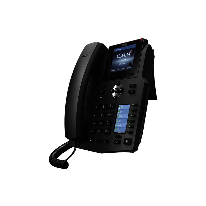 Teléfono IP empresarial para 4 Líneas SIP con 2 pantallas LCD, 6 teclas BLF/DSS, puertos Gigabit y conferencia de 3 vías, PoE