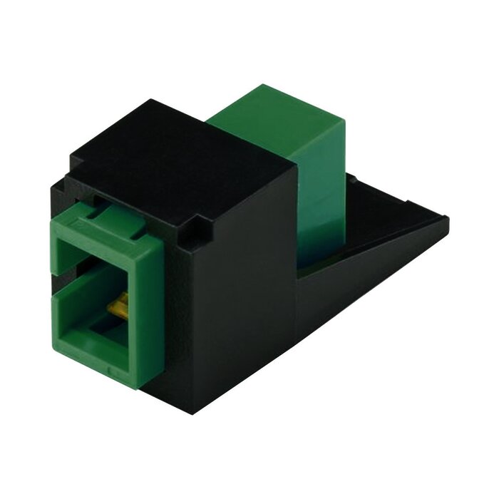 Módulo Acoplador SC/APC Simplex, para Fibra Óptica Monomodo OS1/OS2, Tipo Mini-Com, Color Negro