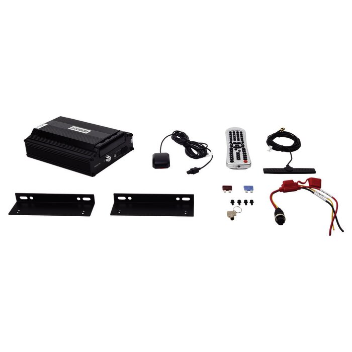 Vídeo Grabador Móvil Tríbrido, soporta 4 canales AHD hasta 2MP + 1 canal IP hasta 2MP. Compresión de vídeo H.265 sistema de almacenamiento mediante HDD de 2.5"