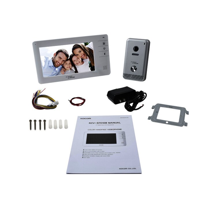 Videoportero a color de 7" (monitor y frente de calle), Manos libres/Expandible a un total de 3 monitores