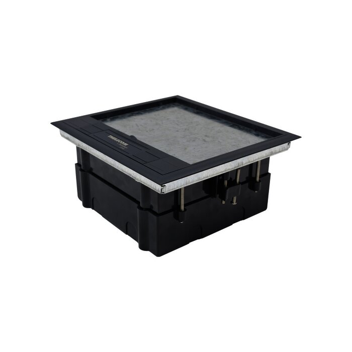 Caja de piso para cuatro módulos universales (Socket M4), para alimentación eléctrica y redes de datos (11000-43401) No incluye faceplates