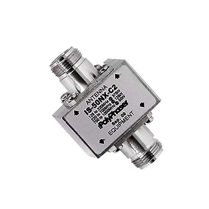 Protector Coaxial RF de CD Para 125 - 1000 MHz Con Ceja lateral y Conectores N Hembra en Ambos Lados