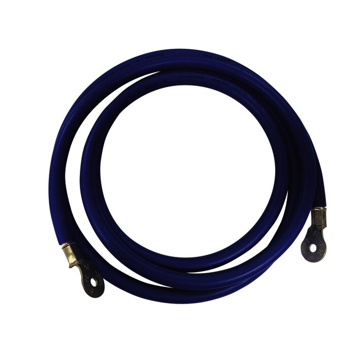 Cable para baterias, 2.2 m azul calibre 2 AWG con terminales de ojo en ambos extremos